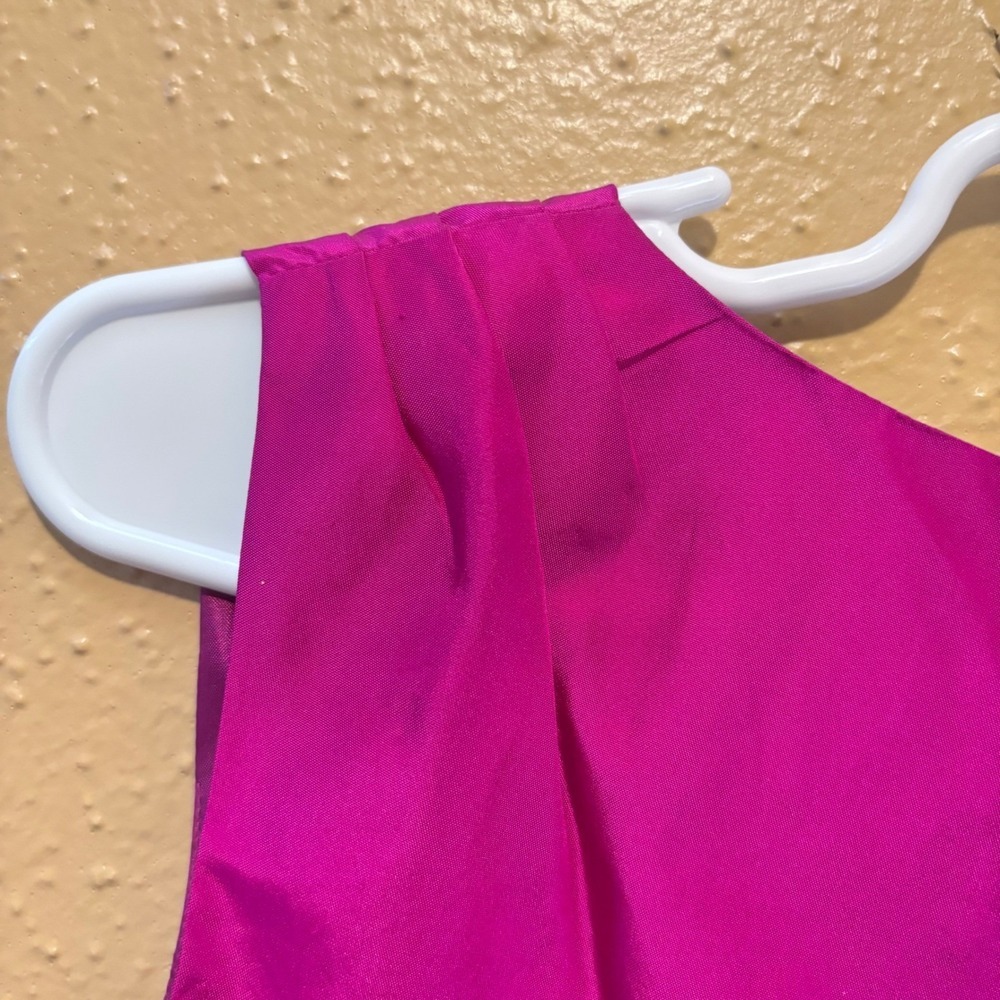 Kate Spade New York Magenta Pink 100% Silk Oversized Bow V-Neck Cocktail Dress 2 - Picture 8 of 10